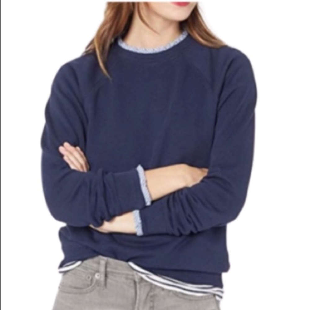 J. CREW MERCANTILE Woven Ruffle Neck Pullover